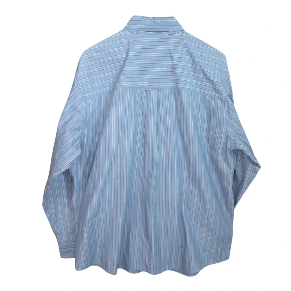 Chaps Shirt Mens XL Blue Striped Button Down‎ Easy Care Cotton Blend Casual